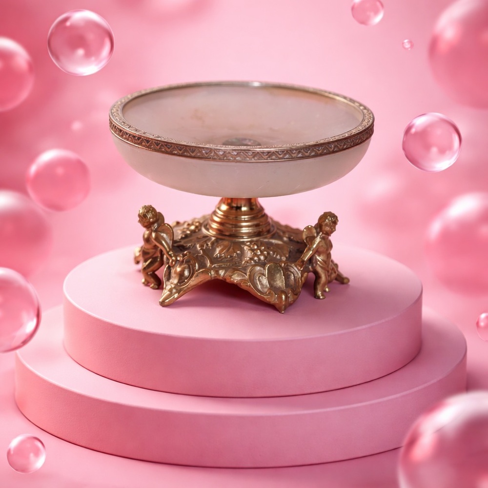 Angel Brass & Glass Candle Holder